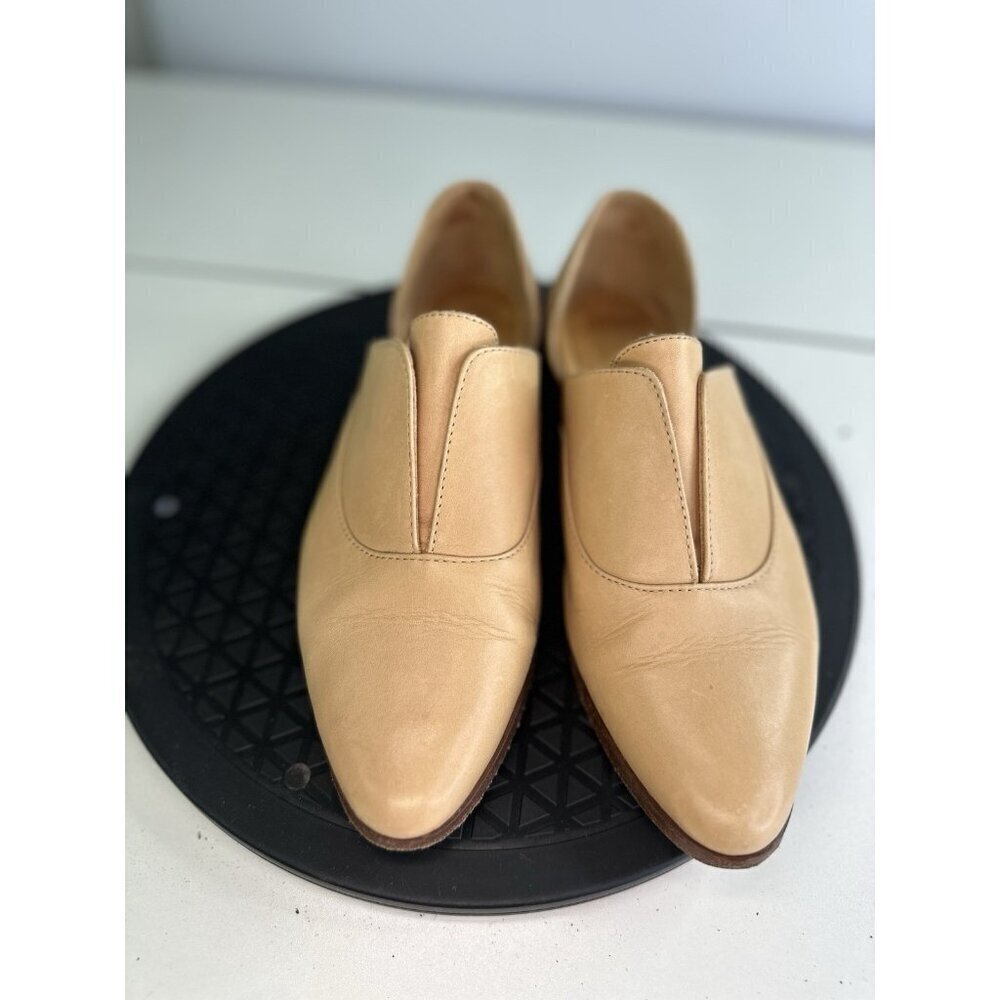 Nisolo Brandy Beige Leather Emma d'Orsay Oxford Flat Slip On Point Toe Sz 6 - Picture 2 of 7